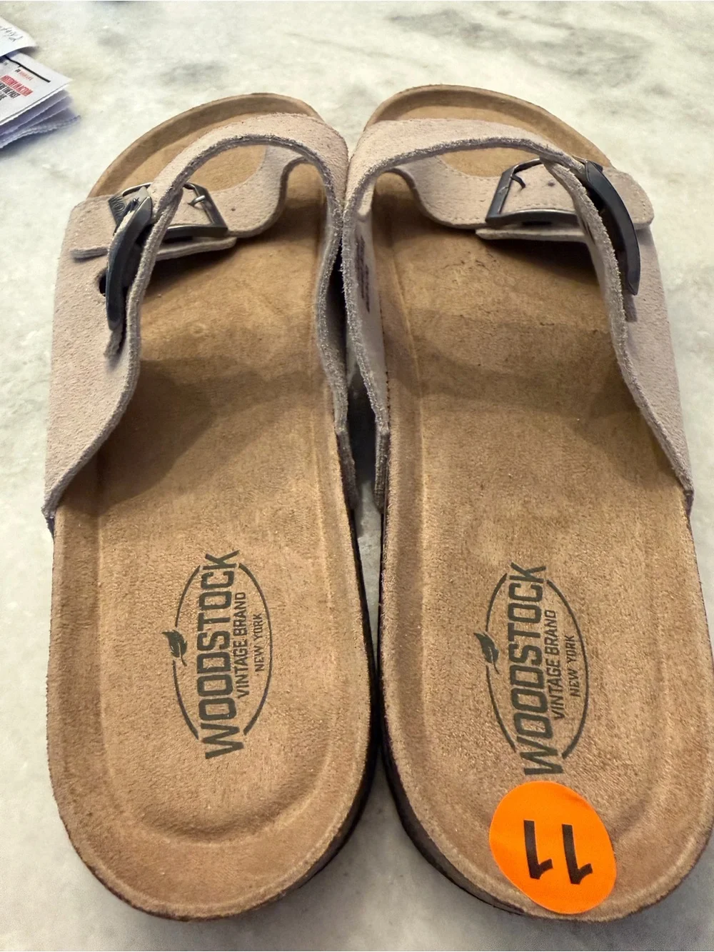 Birkenstock-Style Suede Two-Strap Men’s Sandals in Taupe